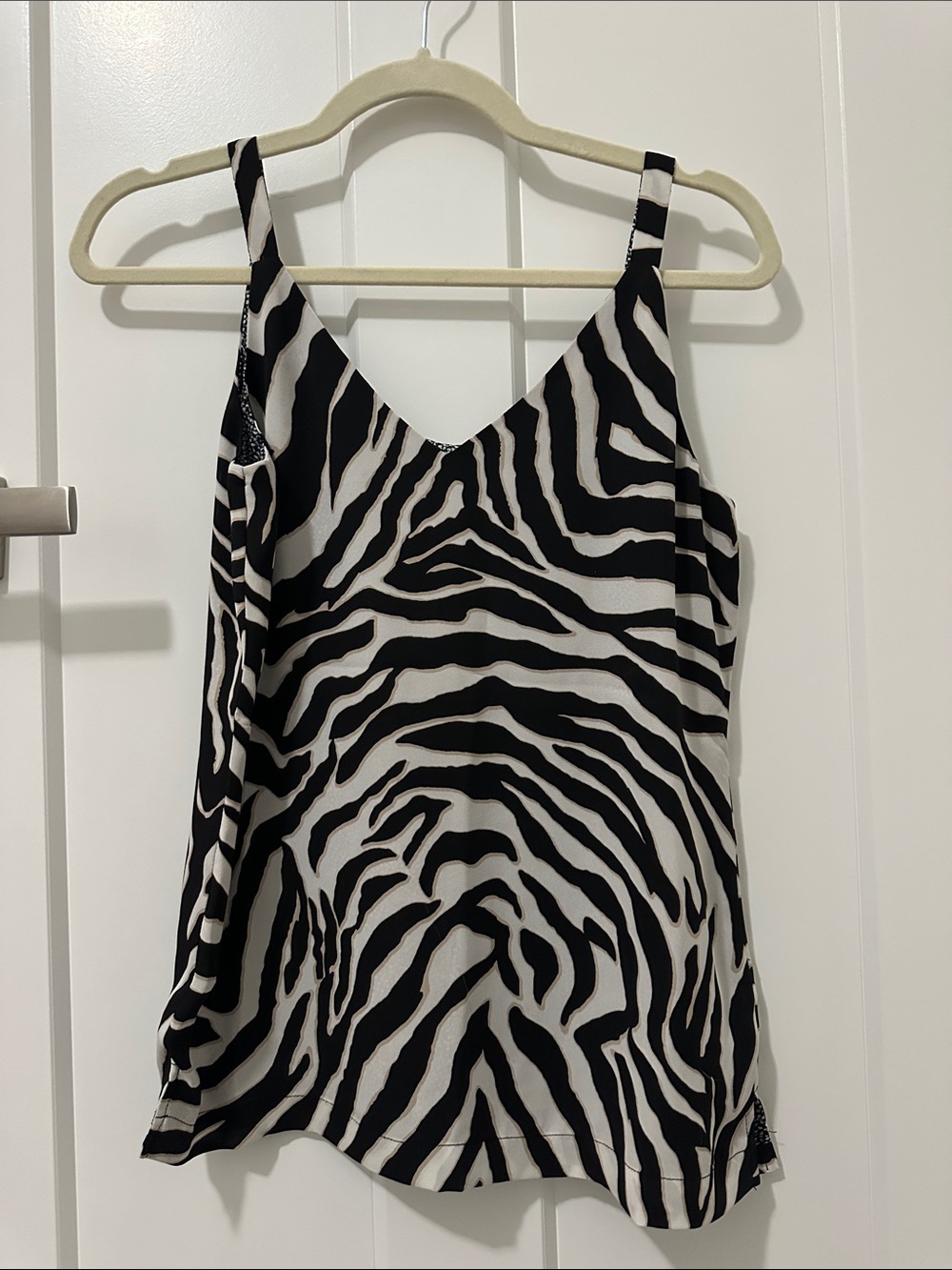 Zebra Print V-Neck Spaghetti Strap Tank